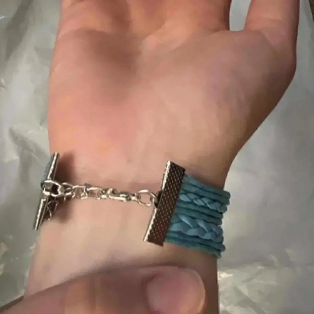 INFINITY LOVE HEART BEST FRIEND LEATHER LAYERED BRACELET IN BLUE AND SILVER